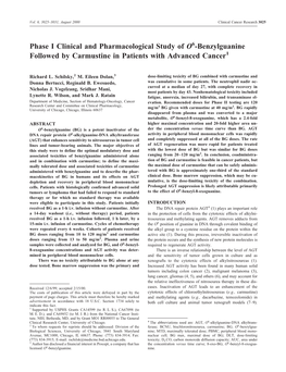 Phase I Clinical and Pharmacological Study of O6-Benzylguanine Followed by Carmustine in Patients with Advanced Cancer1