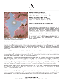 Francesco Clemente: India Vito Schnabel Projects, New York November 8, 2019 – January 17, 2020