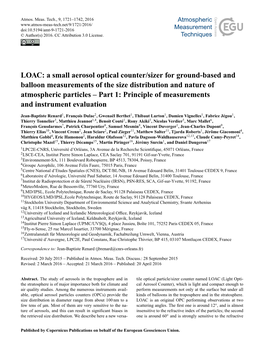 Articles – Part 1: Principle of Measurements and Instrument Evaluation