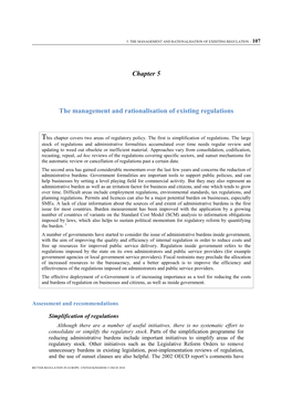 Chapter 5 the Management and Rationalisation of Existing Regulations