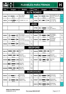 FLEXIBLES PARA FRENOS H BUSCAR $ Modelo D/T Imagen D/T Cód
