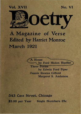 À Magazine of Verse Edited by Harriet Monroe March 1921