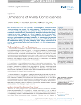 Dimensions of Animal Consciousness