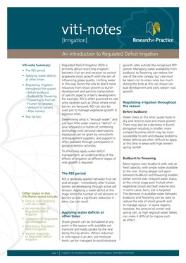 An Introduction to Regulated Deficit Irrigation