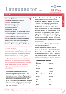 Language for … Royalty 1 © Springer Nature Ltd 2019