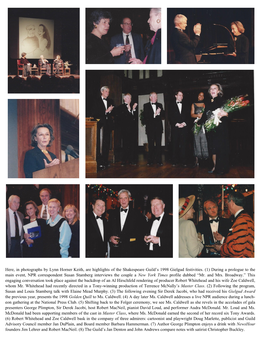 Here, in Photographs by Lynn Horner Keith, Are Highlights of the Shakespeare Guild’S 1998 Gielgud Festivities