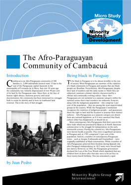 The Afro-Paraguayan Community of Cambacuá Introduction Being Black in Paraguay