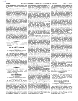 CONGRESSIONAL RECORD— Extensions of Remarks E1004 HON. BLAINE LUETKEMEYER HON. TRENT KELLY HON. BARBARA COMSTOCK