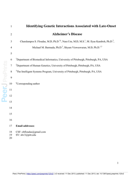 Identifying Genetic Interactions Associated with Late-Onset