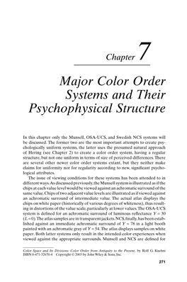 Major Color Order Systems and Their Psychophysical Structure