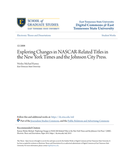 Exploring Changes in NASCAR-Related Titles in the New York Times and the Johnson City Press