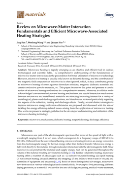 Review on Microwave-Matter Interaction Fundamentals and Efﬁcient Microwave-Associated Heating Strategies