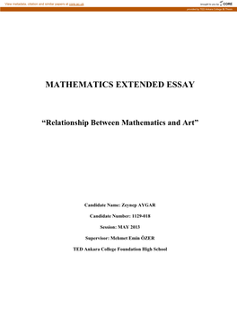 Mathematics Extended Essay