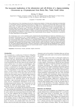 The Taxonomic Implications of the Ultrastucture and Cell Division of a Stigma-Containing Chroomonas Sp