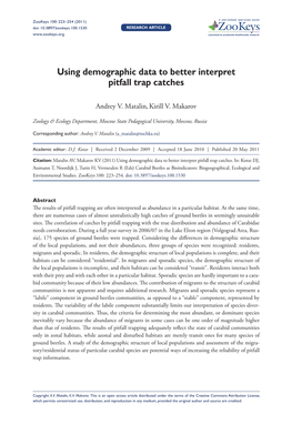 Using Demographic Data to Better Interpret Pitfall Trap Catches