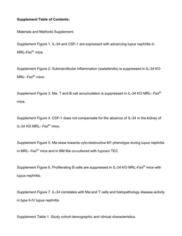 Supplement Table of Contents