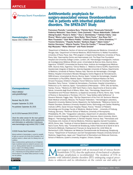 Antithrombotic Prophylaxis for Surgery