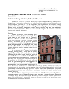 Landmarks Preservation Commission March 27, 2012, Designation List 453 LP-2486