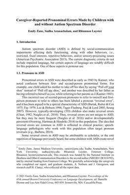 Caregiver-Reported Pronominal Errors Made by Children with and Without Autism Spectrum Disorder