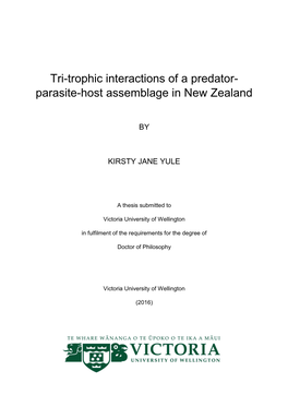 Tri-Trophic Interactions of a Predator- Parasite-Host Assemblage in New Zealand