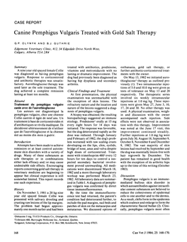 Canine Pemphigus Vulgaris Treated with Gold Salt Therapy