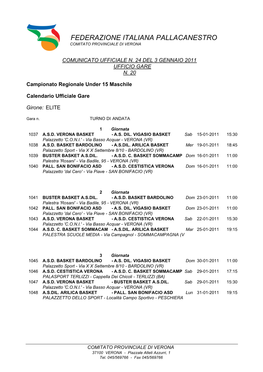 Federazione Italiana Pallacanestro Comitato Provinciale Di Verona