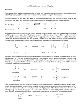 Acid-Base Properties and Solubility