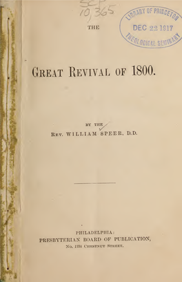 The Great Revival of 1800