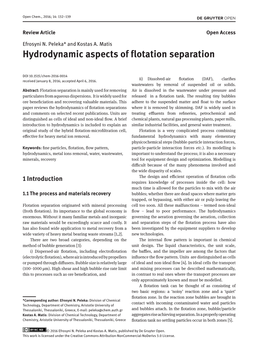 Hydrodynamic Aspects of Flotation Separation