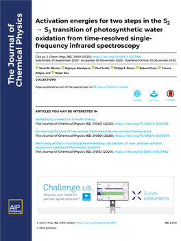 Activation Energies for Two Steps in the S2 → S3 Transition of Photosynthetic Water Oxidation from Time-Resolved Single-Frequency Infrared Spectroscopy