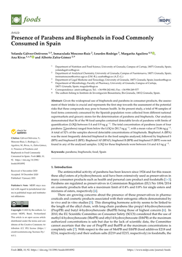 Presence of Parabens and Bisphenols in Food Commonly Consumed in Spain