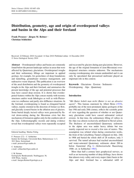 Distribution, Geometry, Age and Origin of Overdeepened Valleys and Basins in the Alps and Their Foreland
