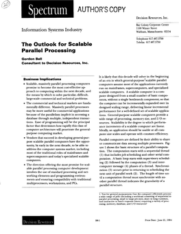 The Outlook for Scalable Parallel Processing