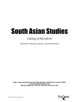 South Asian Studies | Subject Catalog (PDF)