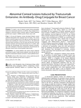 Abnormal Corneal Lesions Induced by Trastuzumab Emtansine: an Antibody–Drug Conjugate for Breast Cancer