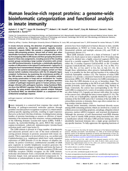 Human Leucine-Rich Repeat Proteins: a Genome-Wide Bioinformatic Categorization and Functional Analysis in Innate Immunity