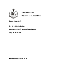 City of Moscow Water Conservation Plan December 2015 by M. Nichole
