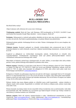 Ruila Derby 2019 Osaleja Meelespea