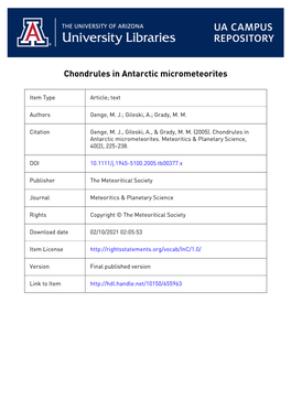 Chondrules in Antarctic Micrometeorites