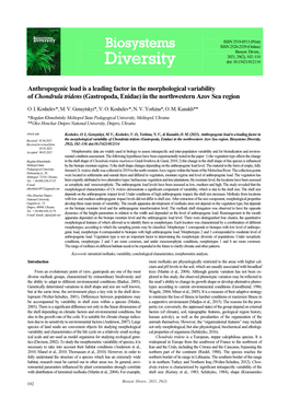 Biosystems Diversity, Received in Revised Form 29(2), 102–110