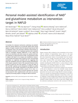 And Glutathione Metabolism As Intervention Target in NAFLD