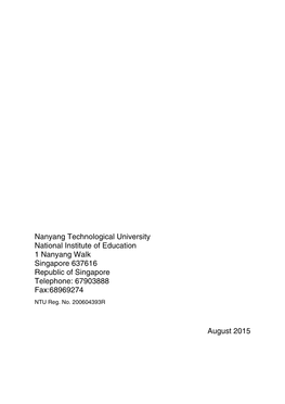 Singapore NIE 2015 – Handbook for BA/Bsc Programs