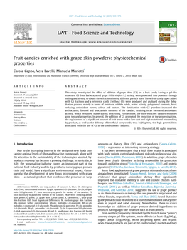 Fruit Candies Enriched with Grape Skin Powders: Physicochemical Properties