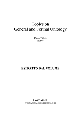 Topics on General and Formal Ontology