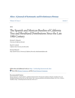 The Spanish and Mexican Baseline of California Tree and Shrubland Distributions Since the Late 18Th Century