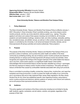 Campus Life and Student Affairs Effective Date: January 1, 2021 Next Review Date: June 1, 2021