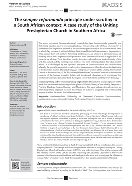 A Case Study of the Uniting Presbyterian Church in Southern Africa