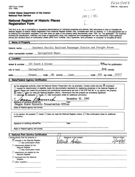 JAM 1 1 199: National Register of Historic Places ; Registration Form I