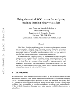 Using Theoretical ROC Curves for Analysing Machine Learning Binary Classiﬁers