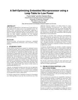 A Self-Optimizing Embedded Microprocessor Using a Loop Table